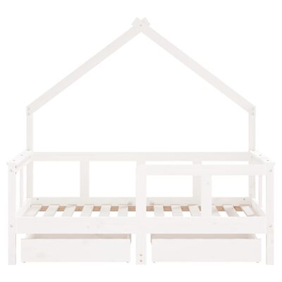 vidaXL bērnu gultas rāmis ar atvilktnēm, 70x140 cm, priedes masīvkoks