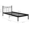 vidaXL gultas rāmis, melns, 90x200 cm, metāls