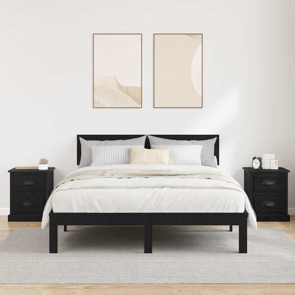 vidaXL Nakts skapītis 2 pcs Melns ozolkoks 39 x 39 x 47.5 cm