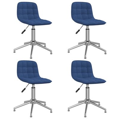 vidaXL grozāmi virtuves krēsli, 4 gab., zils audums