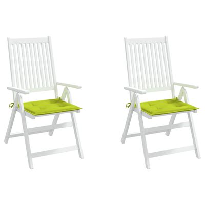 vidaXL dārza krēslu spilveni, 2 gab., spilgti zaļi, 40x40x3 cm, audums