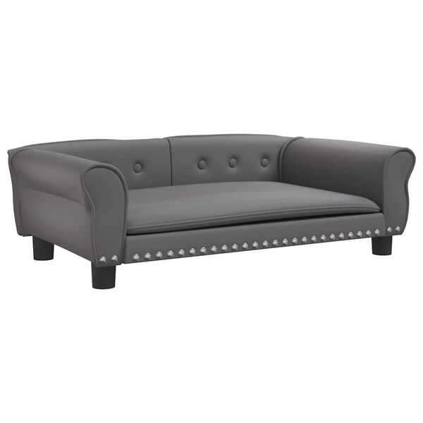 vidaXL gulta suņiem, pelēka, 95x55x30 cm, mākslīgā āda