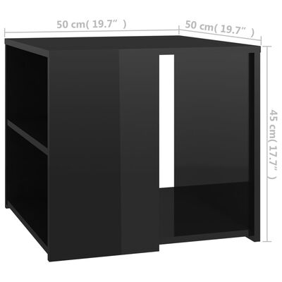 vidaXL galdiņš, spīdīgi melns, 50x50x45 cm, skaidu plāksne