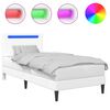 vidaXL Gultas rāmis ar LED sloksnēm Balts 100 x 200 cm Mākslīgā āda
