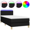 vidaXL atsperu gulta ar matraci, LED, melns audums, 90x190 cm