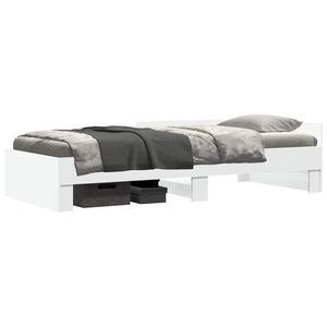 vidaXL Gultas rāmis ar atzveltni Balts 80 x 200 cm Inženierijas koks