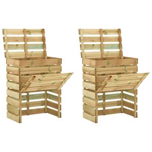 vidaXL dārza komposta kastes, 2 gab., 80x50x100 cm, priedes koks