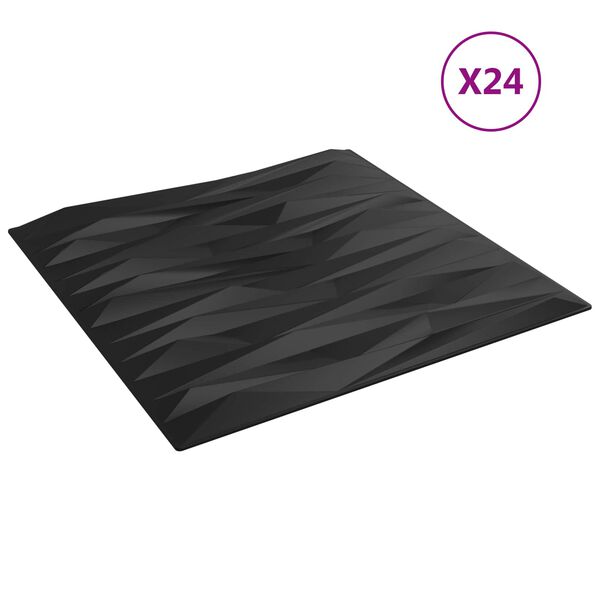 vidaXL Sienas paneļi 24 pcs Melnā Akmens 50 x 50 cm XPS Putu