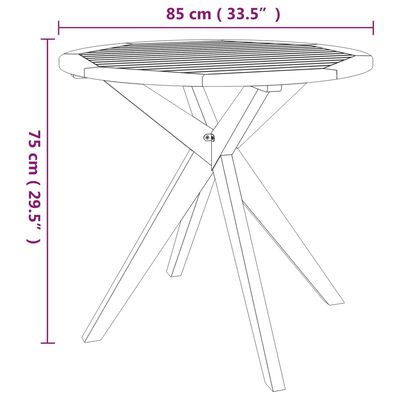 vidaXL dārza galds, 85x85x75 cm, akācijas masīvkoks
