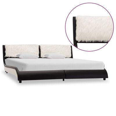 vidaXL gultas rāmis ar LED, melna un balta mākslīgā āda, 180x200 cm