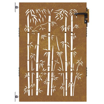vidaXL dārza vārti, 85x150 cm, tērauds, rūsas efekts, bambusa dizains