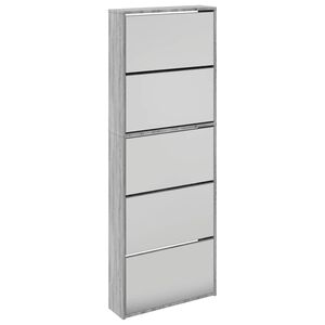 vidaXL apavu plaukts ar spoguli, 5 nodalījumi, 63x17x169,5 cm