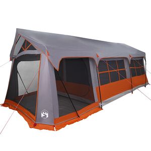 vidaXL Ģimenes telts 620 x 322 x 240 cm Poliesters Pelēka un oranža
