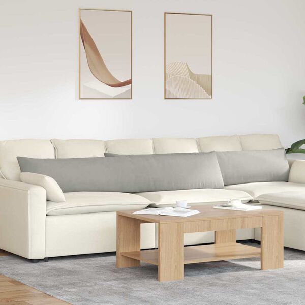 vidaXL Dīvāna spilveni 2 pcs Gai&scaron;i pelēks 200 x 40 cm audums