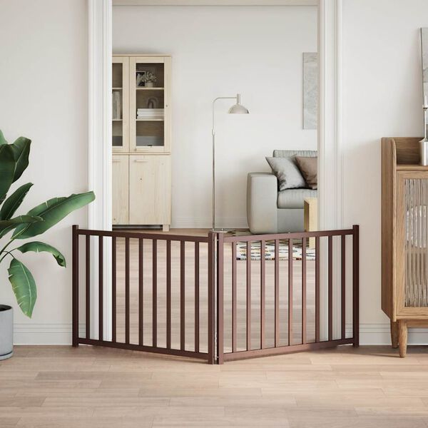 vidaXL suņu vārti salokāmi 2 paneļi ozolkoka 160 cm egles masīvkoks