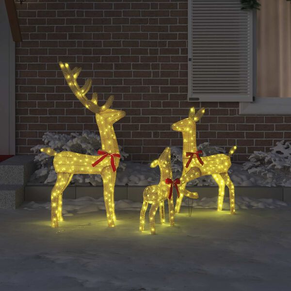 vidaXL Ziemeļbriežu ģimene 3 pcs Silti balta 68 x 26 x 127 cm audums