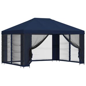 vidaXL Dārza paviljons ar sānu sienām 4 &times; 3 m Zila