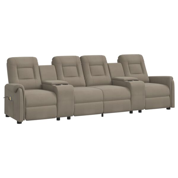 vidaXL četrvietīgs masāžas krēsls ar glāžu turētāju, gai&scaron;i pelēks