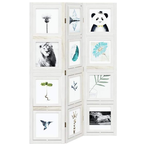 vidaXL 3-paneļu istabas aizslietnis, balts, paulonijas masīvkoks