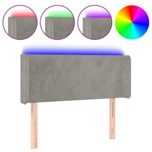 vidaXL gultas galvgalis ar LED, 83x16x78/88 cm, gai&scaron;i pelēks samts