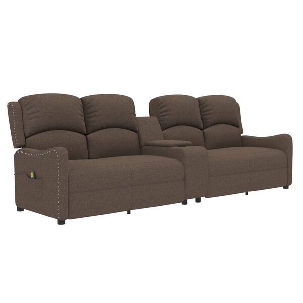 vidaXL četrvietīgs masāžas krēsls ar glāžu turētāju, pelēkbrūns