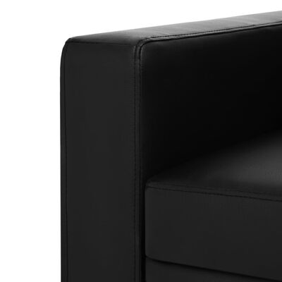 vidaXL dīvāns, trīsvietīgs, melna mākslīgā āda