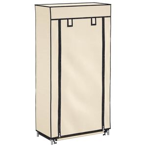 vidaXL apavu skapis ar pārsegu, bē&scaron;s, 58x28x106 cm, audums