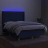 vidaXL atsperu gulta ar matraci, LED, zils audums, 140x190 cm