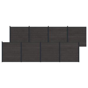 vidaXL Žogu komplekts 8 pcs 1391 x 186 cm WPC un alumīnijs Melns