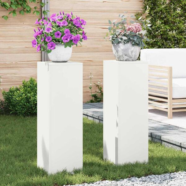 vidaXL Augu statīvs 2 pcs Balts 24 x 24 x 75 cm Tērauds