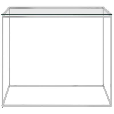 vidaXL kafijas galdiņš, sudrabains, 50x50x43 cm, tērauds, stikls