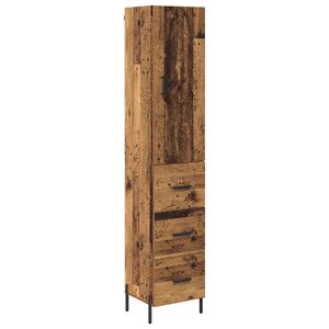 vidaXL Augstais skapītis ar atvilktni Vecs koks 34,5 x 34 x 180 cm