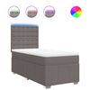vidaXL atsperu gultas rāmis ar matraci, pelēkbrūns, 90x200 cm, audums