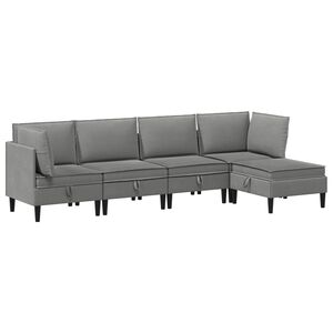 vidaXL Viesistabas mēbeļu komplekts 5 pcs Tum&scaron;i pelēka Audums