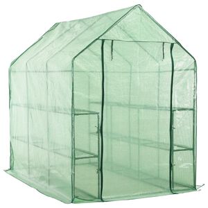 vidaXL siltumnīca ar 12 plauktiem, tērauds, 143x214x196 cm