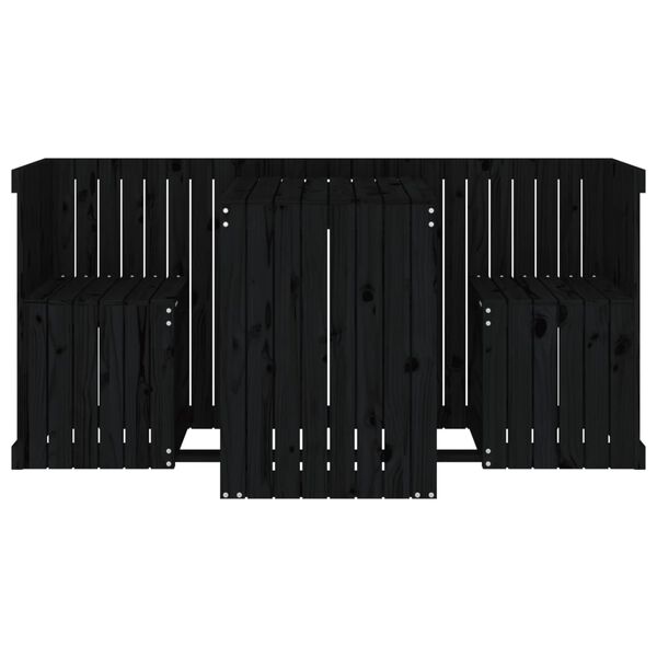 vidaXL 2-vietīgs balkona mēbeļu komplekts, melns, priedes masīvkoks