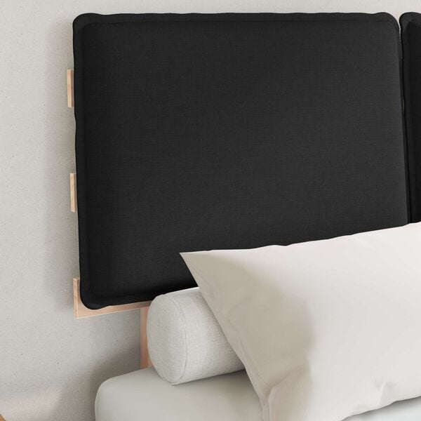 vidaXL Gultas rāmis ar polsterētu galvas balstu Melna 120 x 190 cm