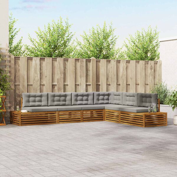 vidaXL Āra dīvānu komplekts 6 Gabals Dabīgs un gai&scaron;i pelēks