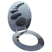 vidaXL tualetes poda sēdeklis ar vāku, MDF, akmeņu dizains