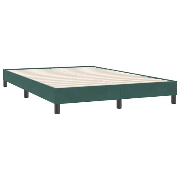vidaXL Box Spring Gulta bez matrača Tum&scaron;i zaļa 160x220 cm samts