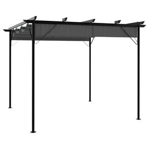 vidaXL nojume ar izvelkamu jumtu, 3x3 m, tērauds, pelēka, 180 g/m&sup2;