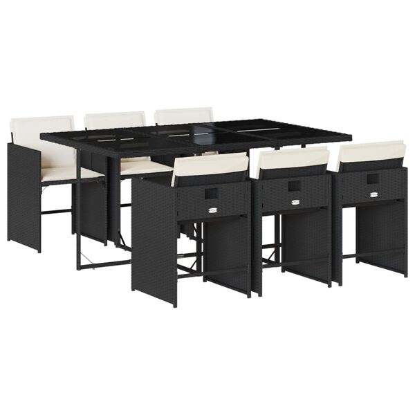 vidaXL 7-daļīgs dārza mēbeļu komplekts ar matračiem, PE rotangpalma