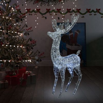 vidaXL Ziemassvētku dekorācija, ziemeļbrieži, 250 LED, 180 cm, balti