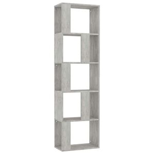 vidaXL grāmatu plaukts, 45x24x159 cm, betonpelēks, inženierijas koks