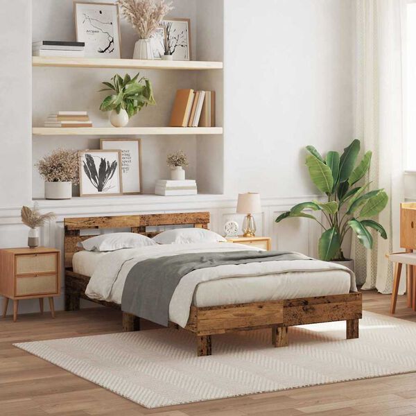 vidaXL Gultas rāmis Vecs koks 120 x 190 cm Inženierijas koks