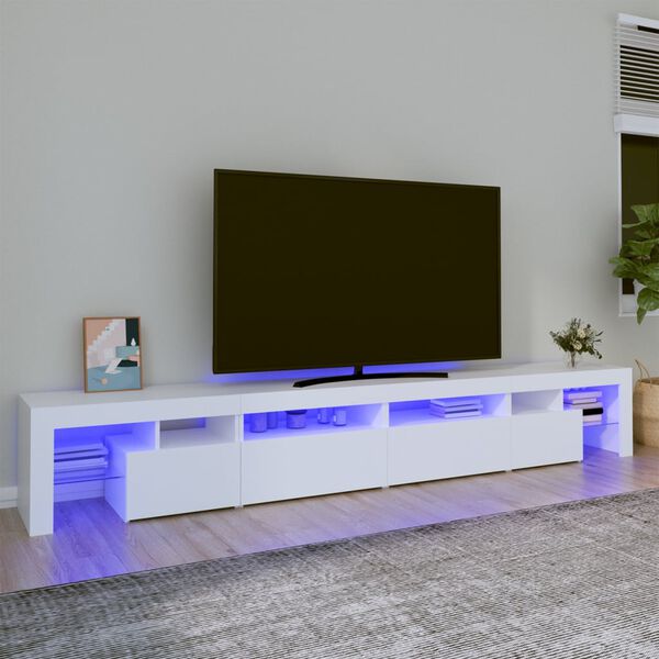 vidaXL TV skapītis ar LED apgaismojumu, balts, 260x36,5x40 cm