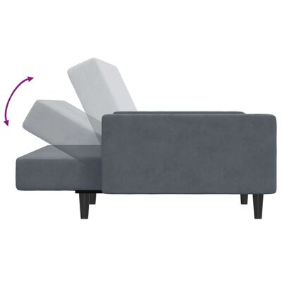 vidaXL 2-vietīga dīvāngulta ar kāju balstu, tumši pelēks samts