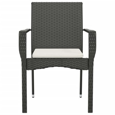 vidaXL dārza krēsli, 2 gab., ar matračiem, PE rotangpalma, melni