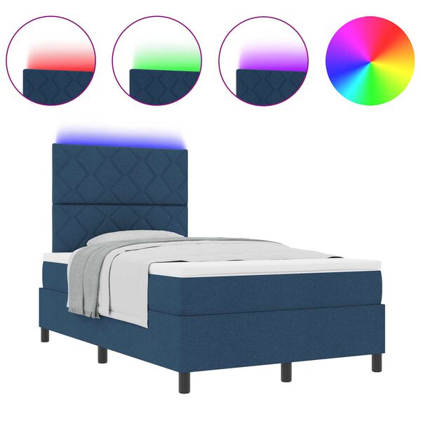 vidaXL Kastītes atsperu gulta ar matraci Zila 120 x 190 cm audums