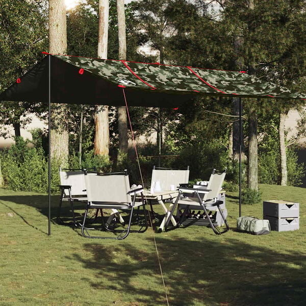 vidaXL kempinga tents, kamuflāža, 451x420 cm, ūdensizturīga